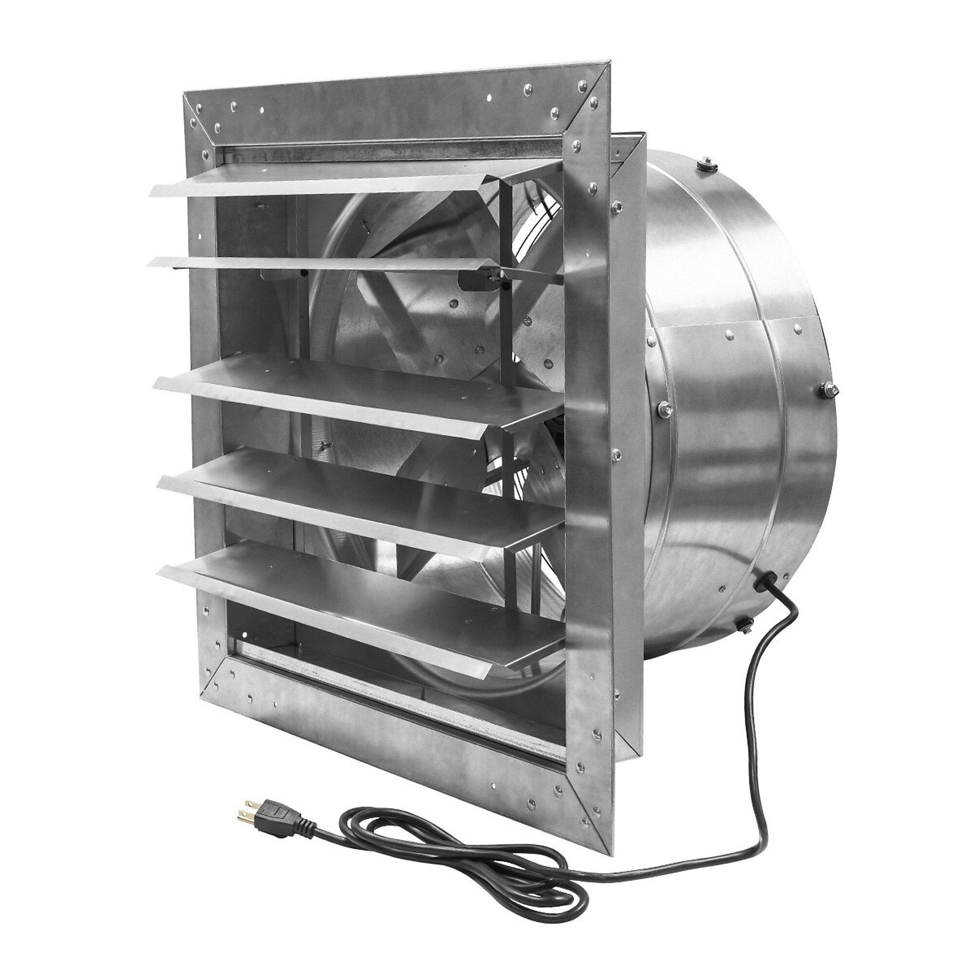 Maxx Air, Rugged Series 18 in. Heavy Duty Exhaust Fan with Automatic Shutter and Plug-In Design, Drive Type Direct, Fan Diameter 18 in, Air Delivery 3000 cfm, Model# IF18RUPS
